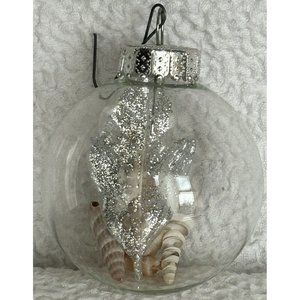 Vintage Franke Silver Leaves & Sea Shells Glass Tree Ornaments Box Of 12 Unique